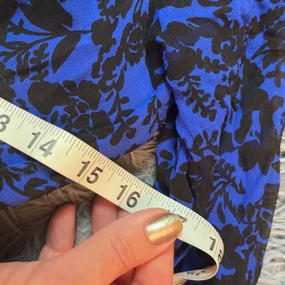 Anthropologie Muse Blue Geometric Silk Layered Bohemian Dress Size 4 - Picture 3 of 5